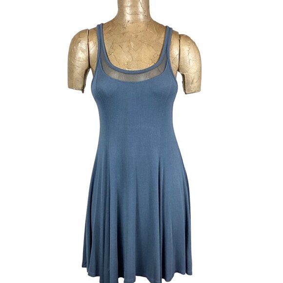 Silence + Noise Chance Mesh Racerback Mini Dress Urban Outfitters Sz S Blue 250A - Picture 1 of 7